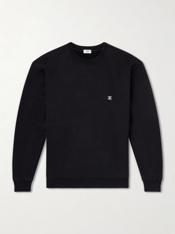 Triomphe-Embroidered Cotton-Fleece Sweatshirt Triomphe-Embroidered Cotton-Fleece Sweatshirt