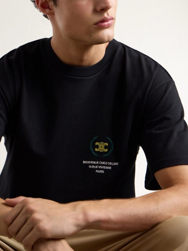 Triomphe-Embroidered Cotton-Jersey T-Shirt - CU