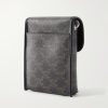 Triomphe-Embellished Leather-Trimmed Coated-Canvas Pouch - BK