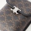 Triomphe-Embellished Leather-Trimmed Coated-Canvas Pouch - CU