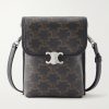 Triomphe-Embellished Leather-Trimmed Coated-Canvas Pouch