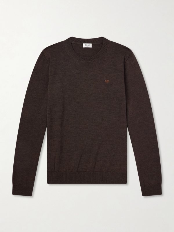 Triomphe-Embroidered Wool Sweater