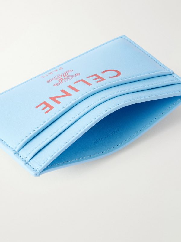 Logo-Print Leather Cardholder - E1 Logo-Print Leather Cardholder - E1