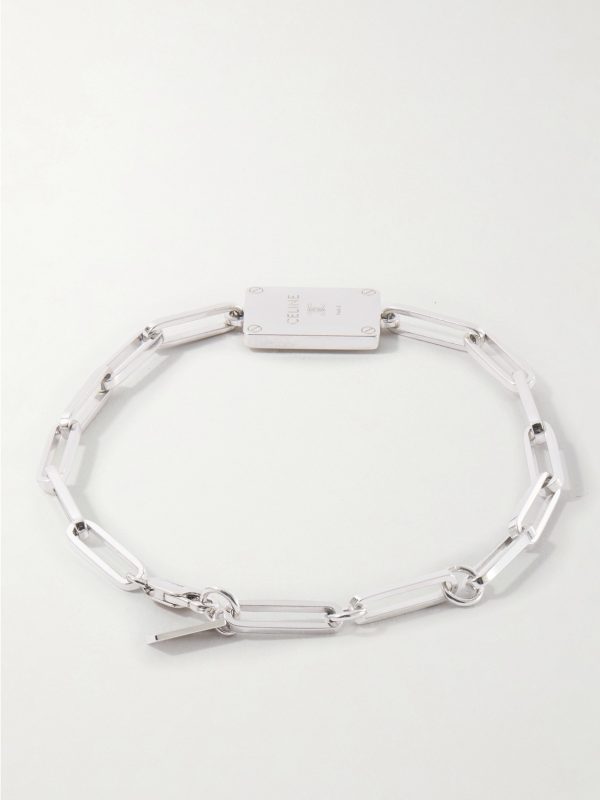 Tag Logo-Embossed Silver-Tone Bracelet - BK Tag Logo-Embossed Silver-Tone Bracelet - BK