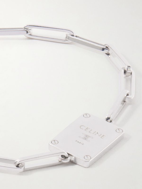 Tag Logo-Embossed Silver-Tone Bracelet - CU Tag Logo-Embossed Silver-Tone Bracelet - CU
