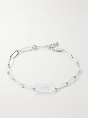 Tag Logo-Embossed Silver-Tone Bracelet