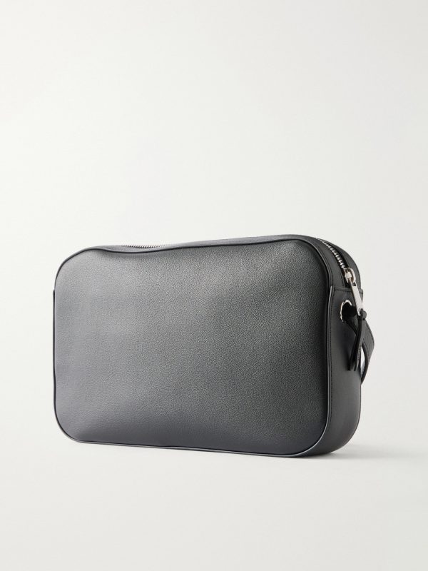 Logo-Detailed Leather Messenger Bag - BK Logo-Detailed Leather Messenger Bag - BK