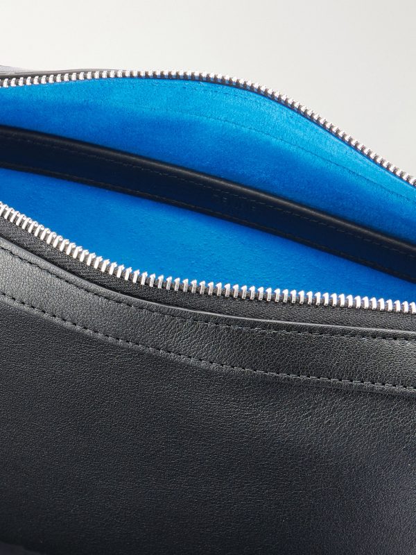 Logo-Detailed Leather Messenger Bag - E1 Logo-Detailed Leather Messenger Bag - E1
