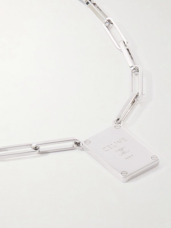 Tag Logo-Engraved Silver-Tone Pendant Necklace - CU Tag Logo-Engraved Silver-Tone Pendant Necklace - CU