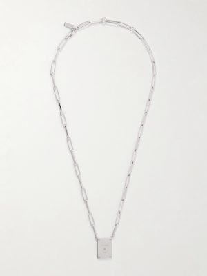 Tag Logo-Engraved Silver-Tone Pendant Necklace