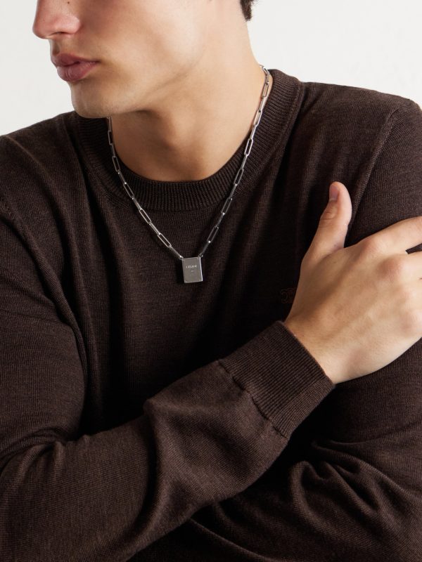 Tag Logo-Engraved Silver-Tone Pendant Necklace - OU Tag Logo-Engraved Silver-Tone Pendant Necklace - OU