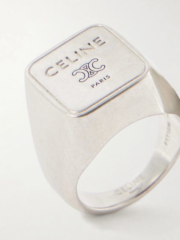 Triomphe-Engraved Silver-Tone Signet Ring - CU