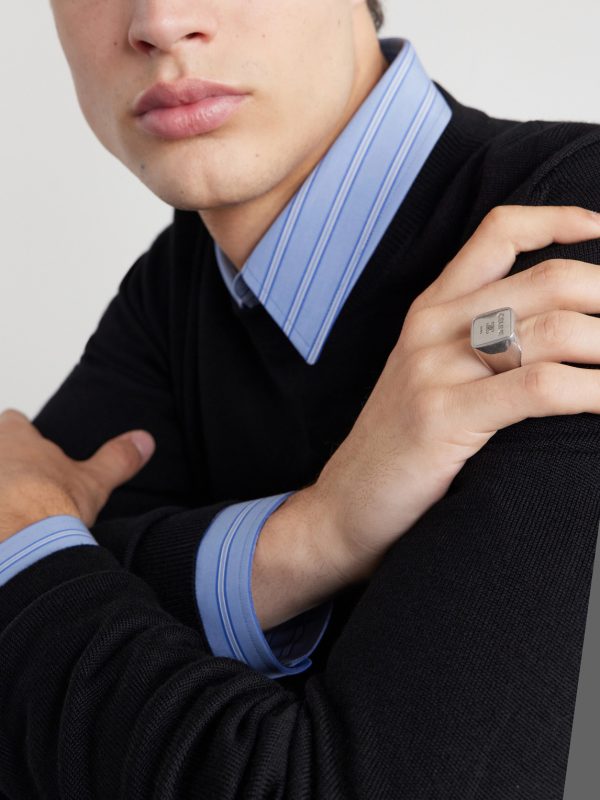 Triomphe-Engraved Silver-Tone Signet Ring - OU