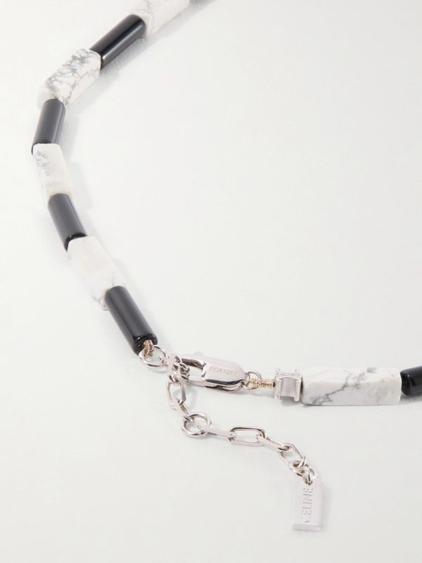 Triomphe Silver-Tone, Onyx and Howlite Necklace - BK Triomphe Silver-Tone, Onyx and Howlite Necklace - BK