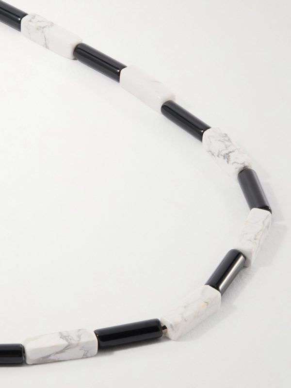 Triomphe Silver-Tone, Onyx and Howlite Necklace - CU Triomphe Silver-Tone, Onyx and Howlite Necklace - CU