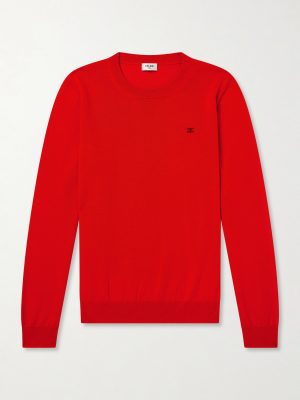 Triomphe-Embroidered Wool Sweater