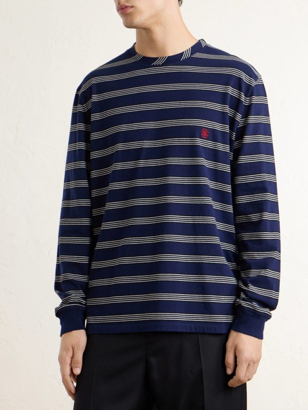 Triomphe-Embroidered Striped Cotton-Jersey T-Shirt - FR Triomphe-Embroidered Striped Cotton-Jersey T-Shirt - FR