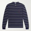 Triomphe-Embroidered Striped Cotton-Jersey T-Shirt Triomphe-Embroidered Striped Cotton-Jersey T-Shirt
