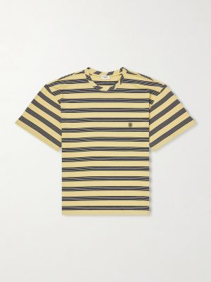 Triomphe-Embroidered Striped Cotton-Jersey T-Shirt