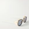 Round-Frame Silver-Tone Titanium Sunglasses - FR Round-Frame Silver-Tone Titanium Sunglasses - FR