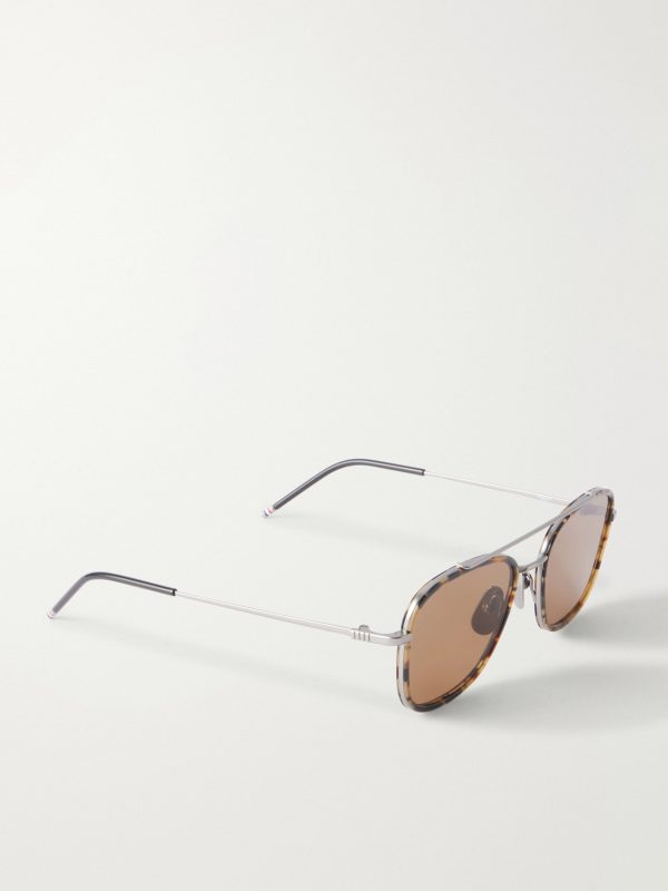 Aviator-Style Gold-Tone Titanium Sunglasses - FR