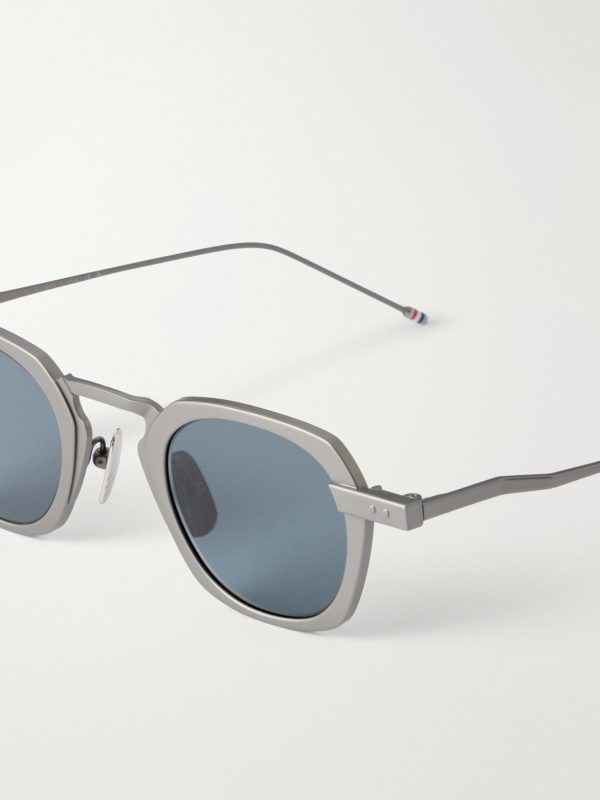 Square-Frame Silver-Tone Titanium Sunglasses - E1 Square-Frame Silver-Tone Titanium Sunglasses - E1