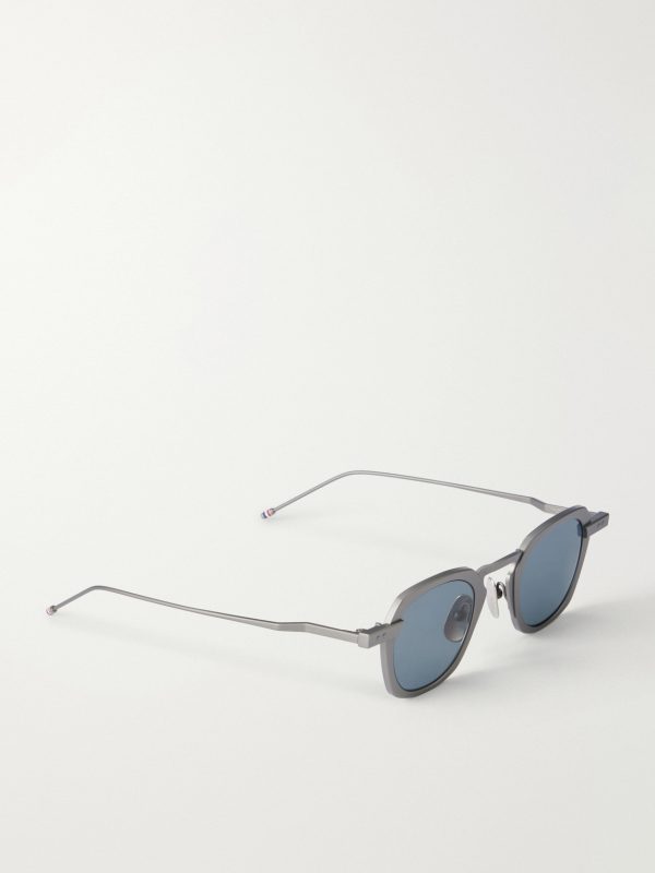 Square-Frame Silver-Tone Titanium Sunglasses - FR Square-Frame Silver-Tone Titanium Sunglasses - FR