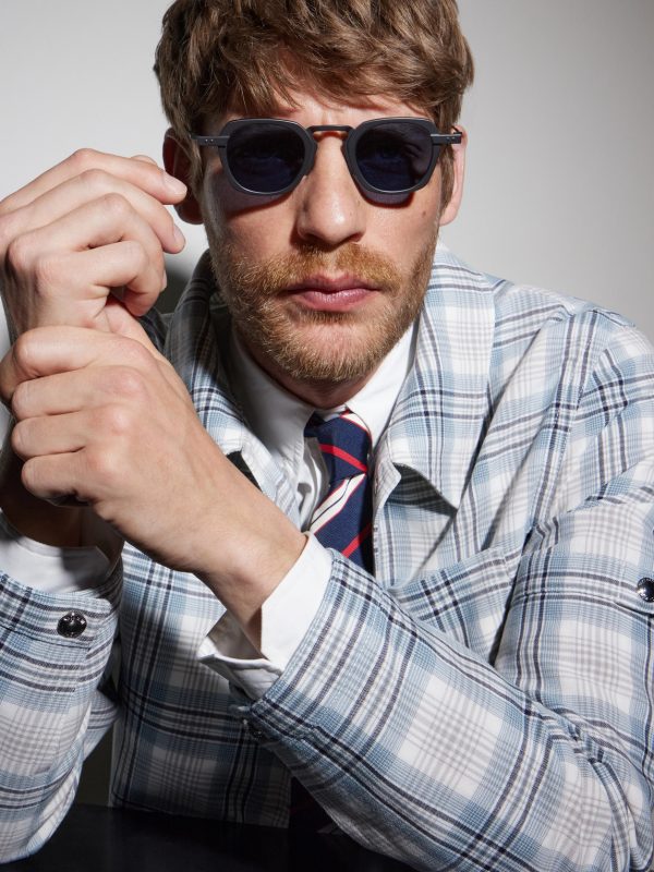 Square-Frame Titanium Sunglasses - BK