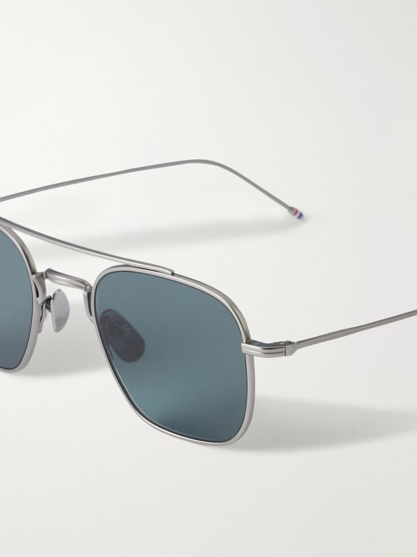 Aviator-Style Silver-Toned Sunglasses - E1 Aviator-Style Silver-Toned Sunglasses - E1