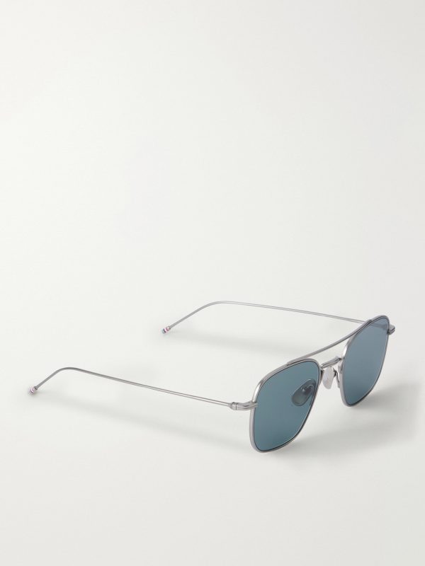 Aviator-Style Silver-Toned Sunglasses - FR Aviator-Style Silver-Toned Sunglasses - FR