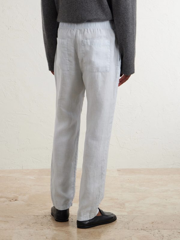 Straight-Leg Garment-Dyed Linen Drawstring Trousers - BK Straight-Leg Garment-Dyed Linen Drawstring Trousers - BK