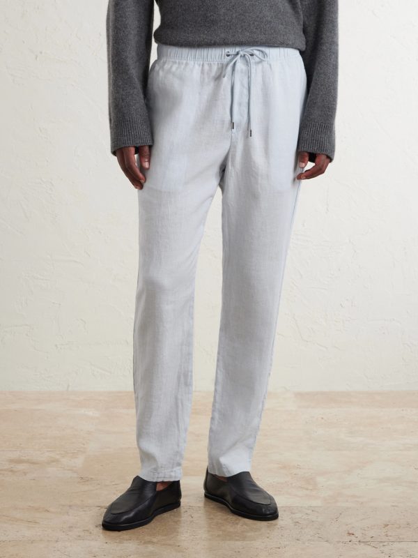 Straight-Leg Garment-Dyed Linen Drawstring Trousers - FR Straight-Leg Garment-Dyed Linen Drawstring Trousers - FR