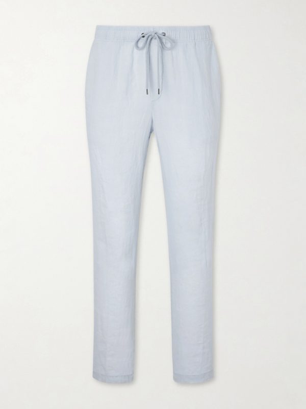 Straight-Leg Garment-Dyed Linen Drawstring Trousers Straight-Leg Garment-Dyed Linen Drawstring Trousers