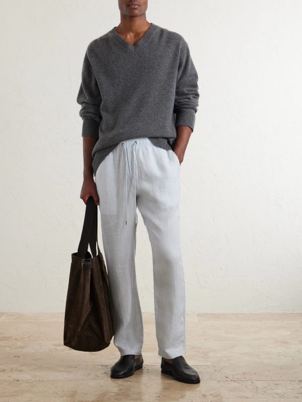 Straight-Leg Garment-Dyed Linen Drawstring Trousers - OU Straight-Leg Garment-Dyed Linen Drawstring Trousers - OU
