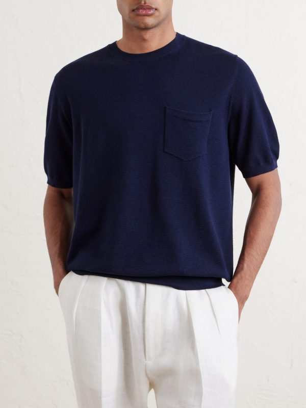 Textured Silk-Blend T-Shirt - FR Textured Silk-Blend T-Shirt - FR