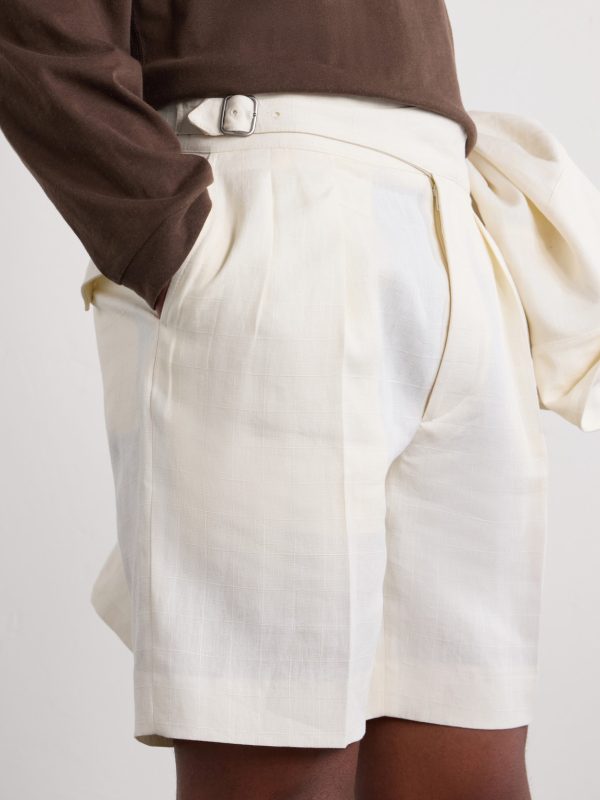 Straight-Leg Pleated Linen Shorts - CU