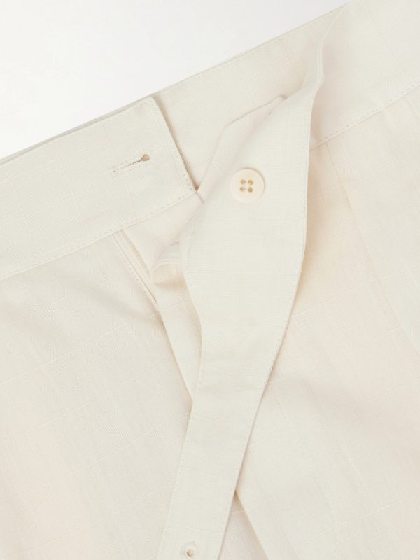 Straight-Leg Pleated Linen Shorts - E1