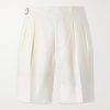 Straight-Leg Pleated Linen Shorts
