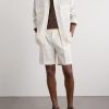 Straight-Leg Pleated Linen Shorts - OU