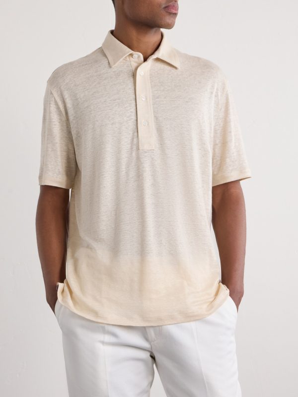 Logo-Embroidered Linen-Jersey Polo Shirt - FR Logo-Embroidered Linen-Jersey Polo Shirt - FR