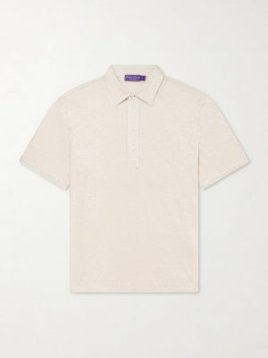 Logo-Embroidered Linen-Jersey Polo Shirt