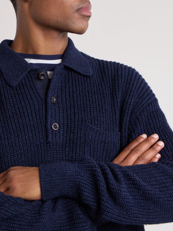 Silk and Linen-Blend Polo Sweater - CU Silk and Linen-Blend Polo Sweater - CU