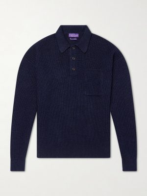 Silk and Linen-Blend Polo Sweater