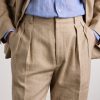 Straight-Leg Pleated Linen, Cotton and Silk-Blend Suit Trousers - CU