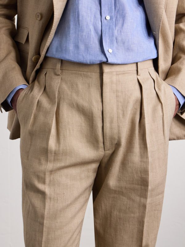 Straight-Leg Pleated Linen, Cotton and Silk-Blend Suit Trousers - CU