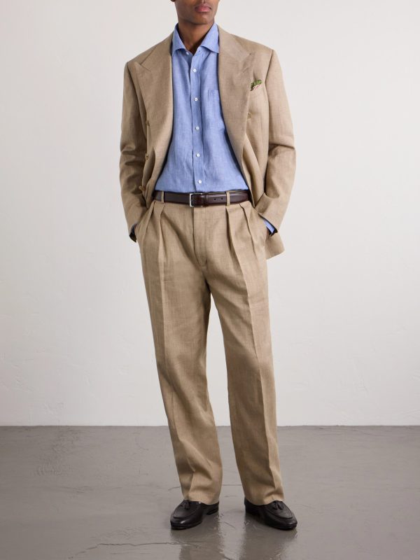 Straight-Leg Pleated Linen, Cotton and Silk-Blend Suit Trousers - OU