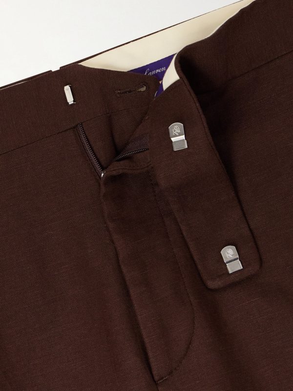 Straight-Leg Silk and Linen-Blend Suit Trousers - E1