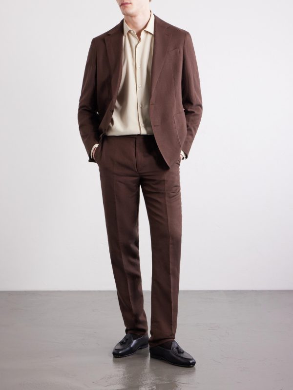 Straight-Leg Silk and Linen-Blend Suit Trousers - OU