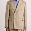 Double-Breasted Linen, Cotton and Silk-Blend Suit Jacket - FR Double-Breasted Linen, Cotton and Silk-Blend Suit Jacket - FR