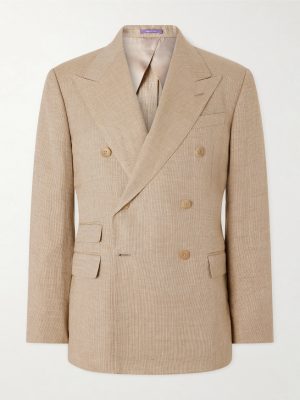 Double-Breasted Linen, Cotton and Silk-Blend Suit Jacket Double-Breasted Linen, Cotton and Silk-Blend Suit Jacket